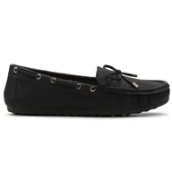 Mokasyny damskie - Mokasyny Damskie Skórzane Wygodne Lekkie Eleganckie Wiosenne Stylowe Modne Z Kokardą Wsuwane Z Ozdobą Czarne 37 - miniaturka - grafika 1