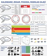 Tablice i flipcharty - Nakładka magnetyczna KALENDARZ ZEGAR + karty pracy - miniaturka - grafika 1