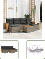 Sofy ogrodowe - The Living Store 7-częściowa sofa ogrodowa z poduszkami z szarego polirattanu - miniaturka - grafika 1
