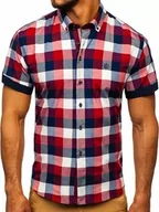 Koszule męskie - Koszula męska w kratę z krótkim rękawem bordowa Bolf 5532 - miniaturka - grafika 1