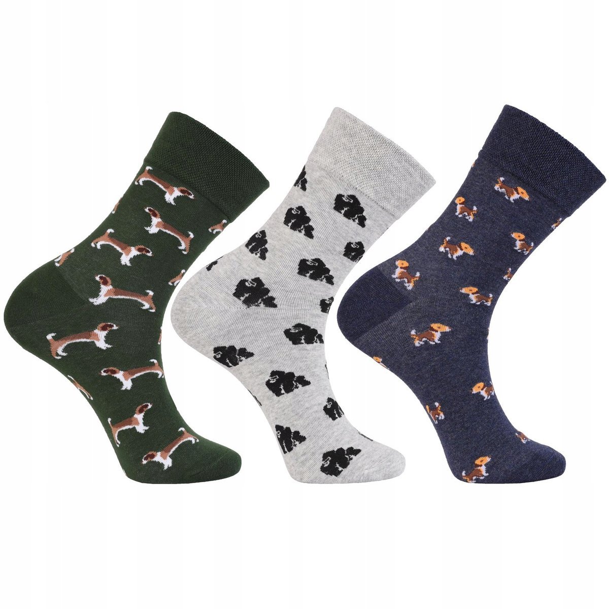 3 Pary BAWEŁNIANE Skarpetki Męskie Długie Garniturowe Zwierzęta MORAJ r. 39-42