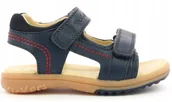 Sandały damskie - Kickers Sandały Chłopięce Granatowe Skórzane Na Rzepy 29 Jwj - miniaturka - grafika 1
