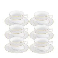 Filiżanki - Filiżanka 90 ml i spodek do espresso zestaw porcelanowy ze złotym rantem 6 sztuk - miniaturka - grafika 1
