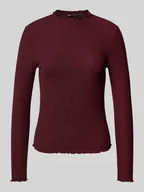 Bluzki damskie - Bluzka o kroju slim fit z długim rękawem i dodatkiem wiskozy model ‘LEMMA’ - miniaturka - grafika 1