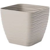 Donice - Doniczka z podstawką kwadrat 13 cm SAHARA szara - miniaturka - grafika 1