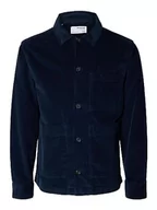 Koszule męskie - SELETED HOMME Męska koszula sztruksowa Slhloosetony-Cord Overshirt Noos, niebieski, M - miniaturka - grafika 1