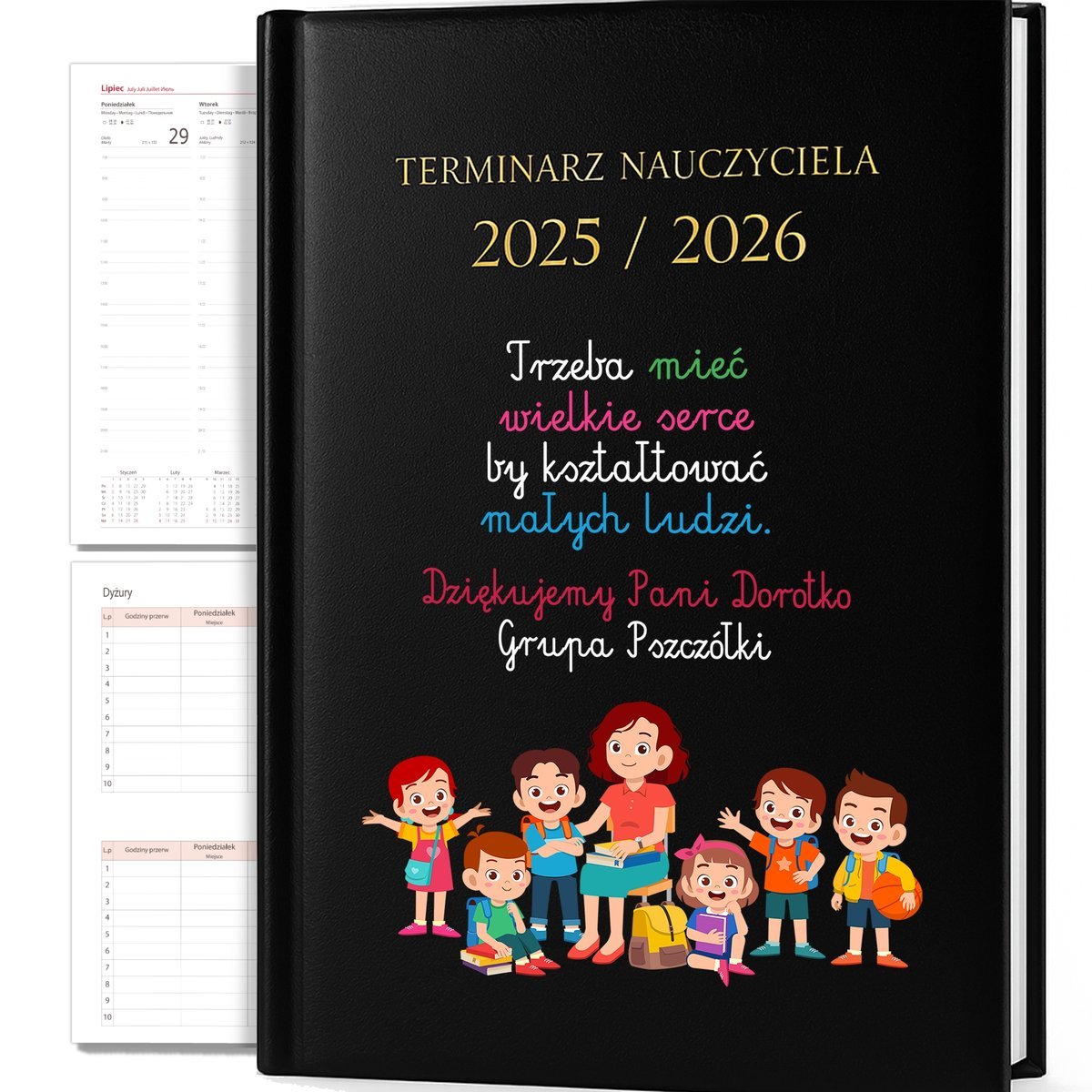 KALENDARZ PLANER A5 2025/2026 PODZIEKOWANIA DLA PRZEDSZKOLANKI IMIĘ GRUPA