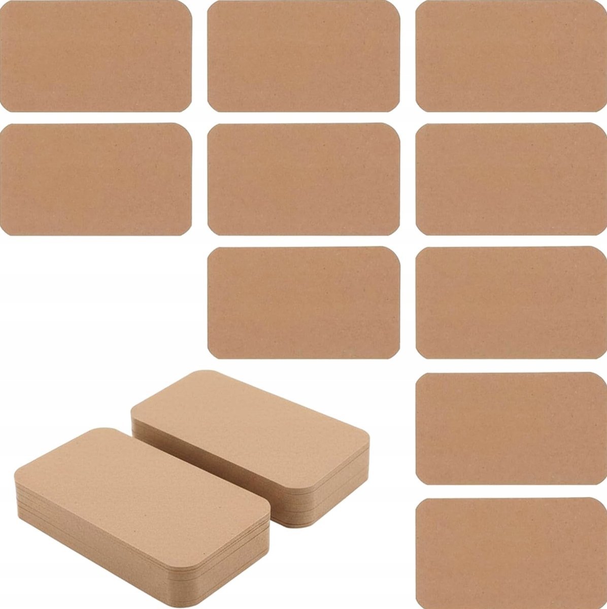 KARTKI PUSTE 9X5CM 100 SZTUK PAPIER WIZYTOWE KRAFTOWE WIADOMOSCI DIY
