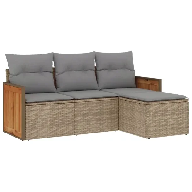 Zestaw mebli ogrodowych modułowych beżowy rattan PE, 55 x 62 x 69 cm