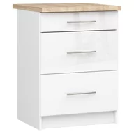 Meble kuchenne - Szafka OLIWIA S60 3SZ + BLAT BIAŁA / BIAŁY POŁYSK - miniaturka - grafika 1