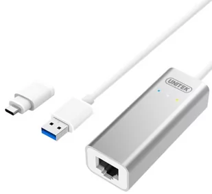 Unitek Karta sieciowa USB RJ-45 wtyk-gniazdo USB-C LAN RJ45 Biały Srebrny Y-3464 - Adaptery i przejściówki - miniaturka - grafika 2