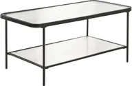 Ławy i stoliki kawowe - BELIANI Stolik kawowy czarny szkło hartowane żłobione metalowa rama z półką prostokątny stolik styl retro - miniaturka - grafika 1