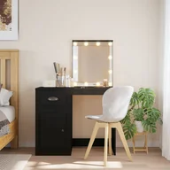 Toaletki - vidaXL Toaletka z lampkami LED, czarna, 90x42x132,5 cm - miniaturka - grafika 1