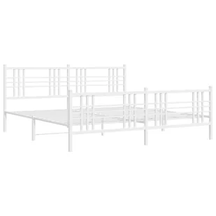Metalowa rama łóżka z wezgłowiem i zanóżkiem, biała, 200x200 cm - Łóżka - miniaturka - grafika 3