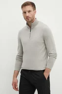 Swetry męskie - Calvin Klein sweter wełniany męski kolor szary lekki z golferm - miniaturka - grafika 1