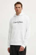 Bluzy męskie - Calvin Klein bluza bawełniana męska kolor biały z kapturem z aplikacją - miniaturka - grafika 1