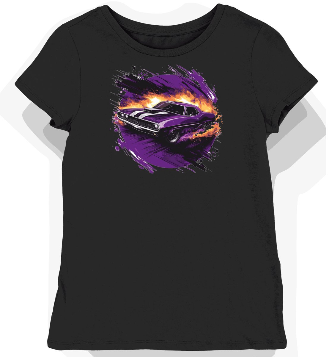 Koszulka damska czarna z Wizerunkiem Dynamicznego Klasycznego Samochodu XXL