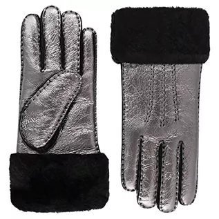 Rękawiczki - Roeckl Damskie skórzane rękawiczki Alborg, gunmetall, 7, gunmetall - grafika 1