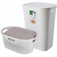 Kosze na bieliznę - Kosz z pokrywą 60L + pojemnik 45L Curver Infinity biały - miniaturka - grafika 1