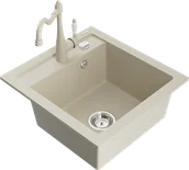 Zlewozmywaki z baterią - Mexen Vito zlewozmywak granitowy 1-komorowy z baterią kuchenną Carla, beżowy - 6503-69-670700-69 - miniaturka - grafika 1