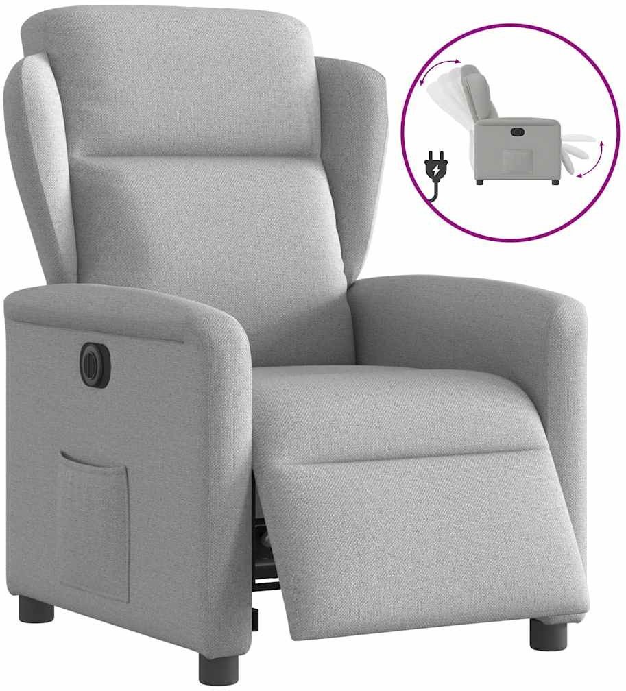 vidaXL Elektryczny fotel rozkładany Cloud Grey Fabric