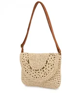 Torebki damskie - Stylowa mała torebka kopertówka na ramię ozdobna klapa z kwiatuszkami - miniaturka - grafika 1