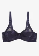 Biustonosze - Granatowy Biustonosz z Kwiatowym Motywem z Regulowanymi Ramiączkami Zapinany na Haftki Dimissha - Born2be - miniaturka - grafika 1