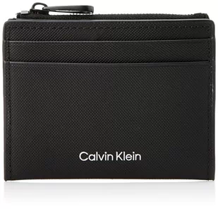 Calvin Klein Męski uchwyt na karty 10 cm³, portfel z zamkiem błyskawicznym, czarny pique, jeden rozmiar, Ck Czarna Pika, Rozmiar Uniwersalny - Portfele - miniaturka - grafika 1