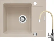 Zlewozmywaki z baterią - ZESTAW PYRAMIS MIDO (62x50) 1B 1D beż piaskowy + FLESSI beż (070088301F) - miniaturka - grafika 1