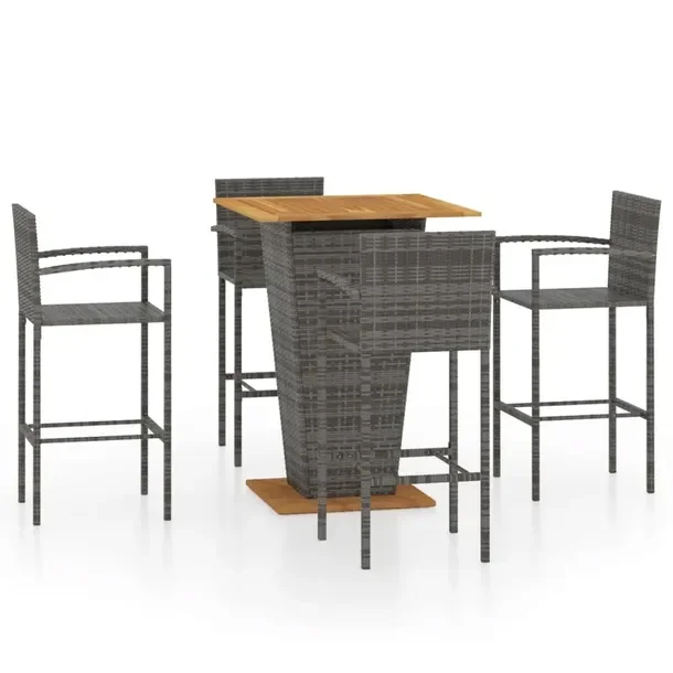 Zestaw mebli barowych szary rattan PE, stół 80x80x110 cm, krzesła 52x56x