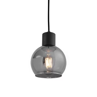 QAZQA Lampa wisząca Art Deco czarna z dymionym szkłem - Vidro - Lampy sufitowe - miniaturka - grafika 1