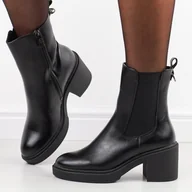 Botki damskie - Czarne botki damskie na obcasie Vinceza 58320 - miniaturka - grafika 1