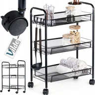 Regały - Vilde Półka Regał na Kółkach 3-Poziomowa Metalowa Czarna VILDE 44 x 26 x 63 cm - miniaturka - grafika 1