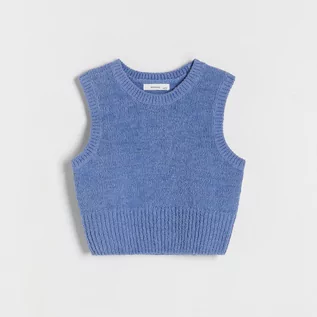 Swetry dla dziewczynek - Reserved - Dzianinowy bezrękawnik - Niebieski - grafika 1