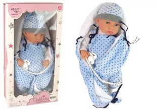 Lalka Bobas 46 cm Niebieska Smoczek Kocyk Gwiazdka - Lalki dla dziewczynek - miniaturka - grafika 1