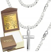 Naszyjniki męskie - Łańcuszek Męski Srebrny Pancerka 5,00 mm z Krzyżykiem pr 925 Grawer Gratis - Argmeta - miniaturka - grafika 1