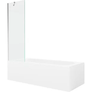 Mexen Vega wanna prostokątna 160 x 70 cm z obudową i parawanem 1-skrzydłowym 60 cm, transparent, chrom - Wanny - miniaturka - grafika 1