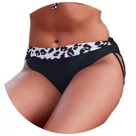 Stroje kąpielowe - Strój kąpielowy dół majtki figi Rosita 030 panterka biały czarny  S - miniaturka - grafika 1