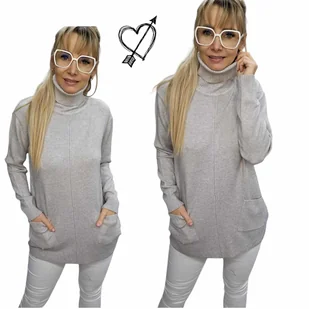 SWETER DAMSKI GOLF na co dzień jak jedwab kieszonki tunika 42 44 XL 2XL - Swetry damskie SWETER DAMSKI GOLF na co dzień jak jedwab kieszonki tunika 42 44 XL 2XL - Swetry damskie - miniaturka - grafika 1