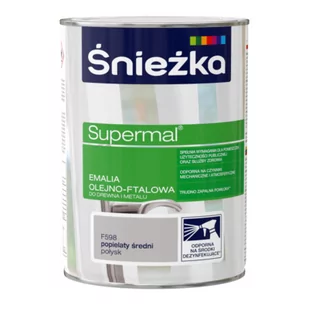 Farba emaliowa olejno-ftalowa Supermal popielaty średni F598 0,8 l - Emalie - miniaturka - grafika 1