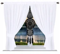 Firany - Firana gotowa 170x300 panel łapacz snów filc firany gładkie do salonu białe - miniaturka - grafika 1