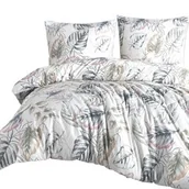 Pościel - Darymex Pościel flanelowa 220x200 31505/1 biała wielokolorowa liście Flanelove - miniaturka - grafika 1