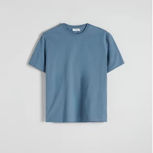 Koszulki męskie - Reserved - Bawełniany t-shirt regular - Niebieski - grafika 1