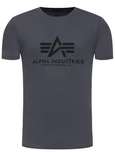 Koszulki męskie - Alpha Industries T-Shirt Basic 100501 Szary Regular Fit - grafika 1