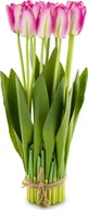 Sztuczne kwiaty - Bukiet 12 sztucznych tulipanów 38 cm różowo-białe - miniaturka - grafika 1