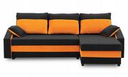 Narożniki - Narożnik, kanapa narożna, Hewlet Plus, 231x140x75 cm, czarny, pomarańczowy - miniaturka - grafika 1
