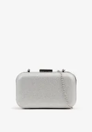 Torebki damskie - Srebrna Torebka Kopertówka Ozdobiona Brokatem Nerionea - miniaturka - grafika 1