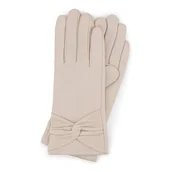 Rękawiczki - Rękawiczki damskie ze skóry licowej z marszczeniem - miniaturka - grafika 1