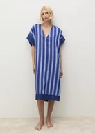 Piżamy damskie - MANGO - Dwukolorowy kaftan z lyocellu z tkanym paskiem niebieski - L - Kobieta - miniaturka - grafika 1