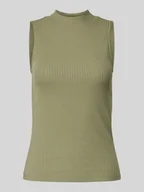 Koszulki i topy damskie - Top o kroju slim fit z prążkowaną stójką - miniaturka - grafika 1